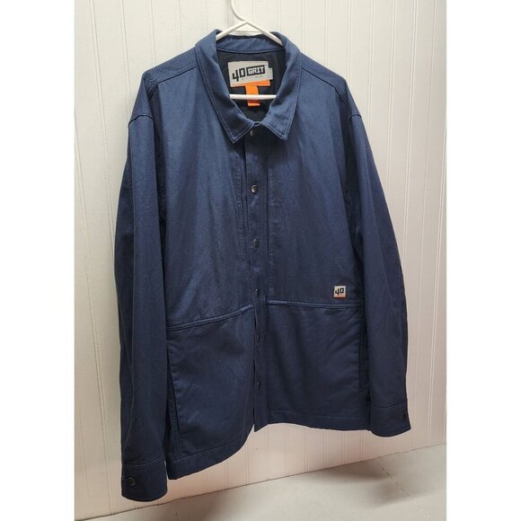 40 Grit By Duluth Trading Mens Navy Blue Button-Up Jacket 2XL 100% Cotton Shell - Picture 2 of 7